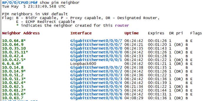 PIM neighbor verification on P6